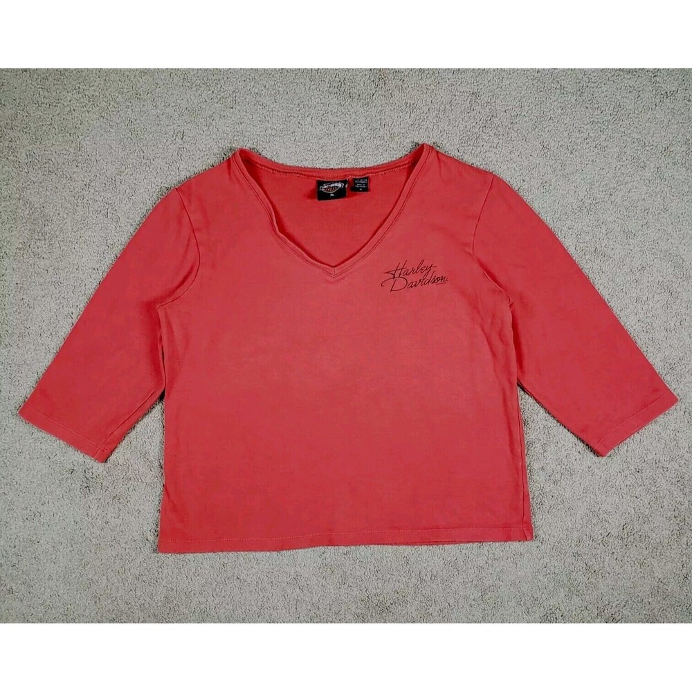 Vintage Y2k Harley Davidson Women's Top Shirt Vehicles Operations York PA Red XL